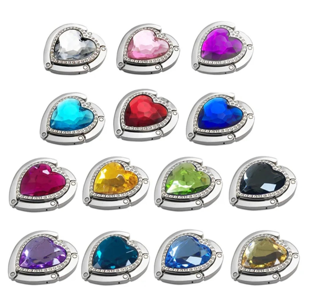 1-Heart-shaped Colored Stone Bag Hooks