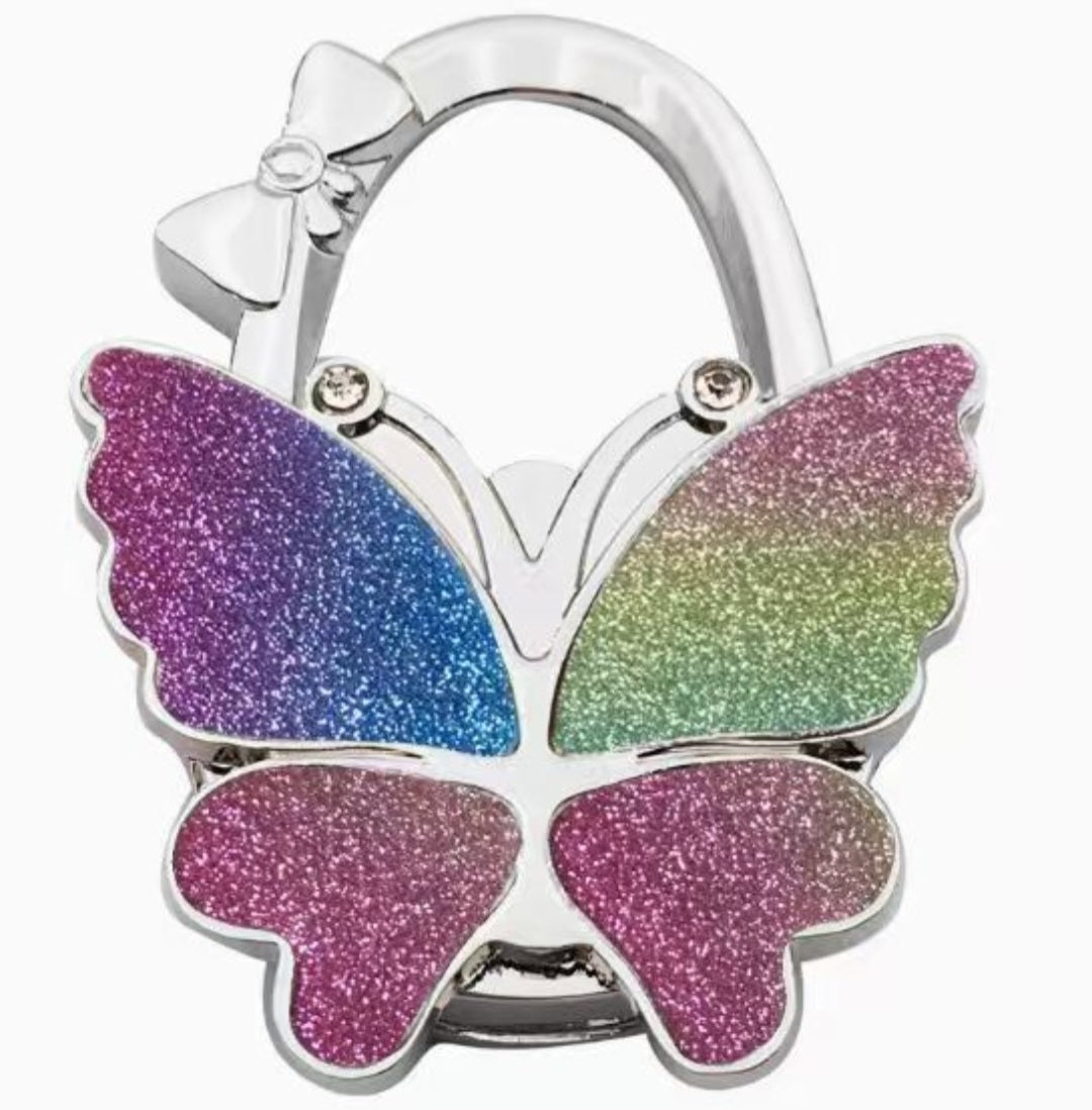 Glittery multicolored butterfly-shaped hook