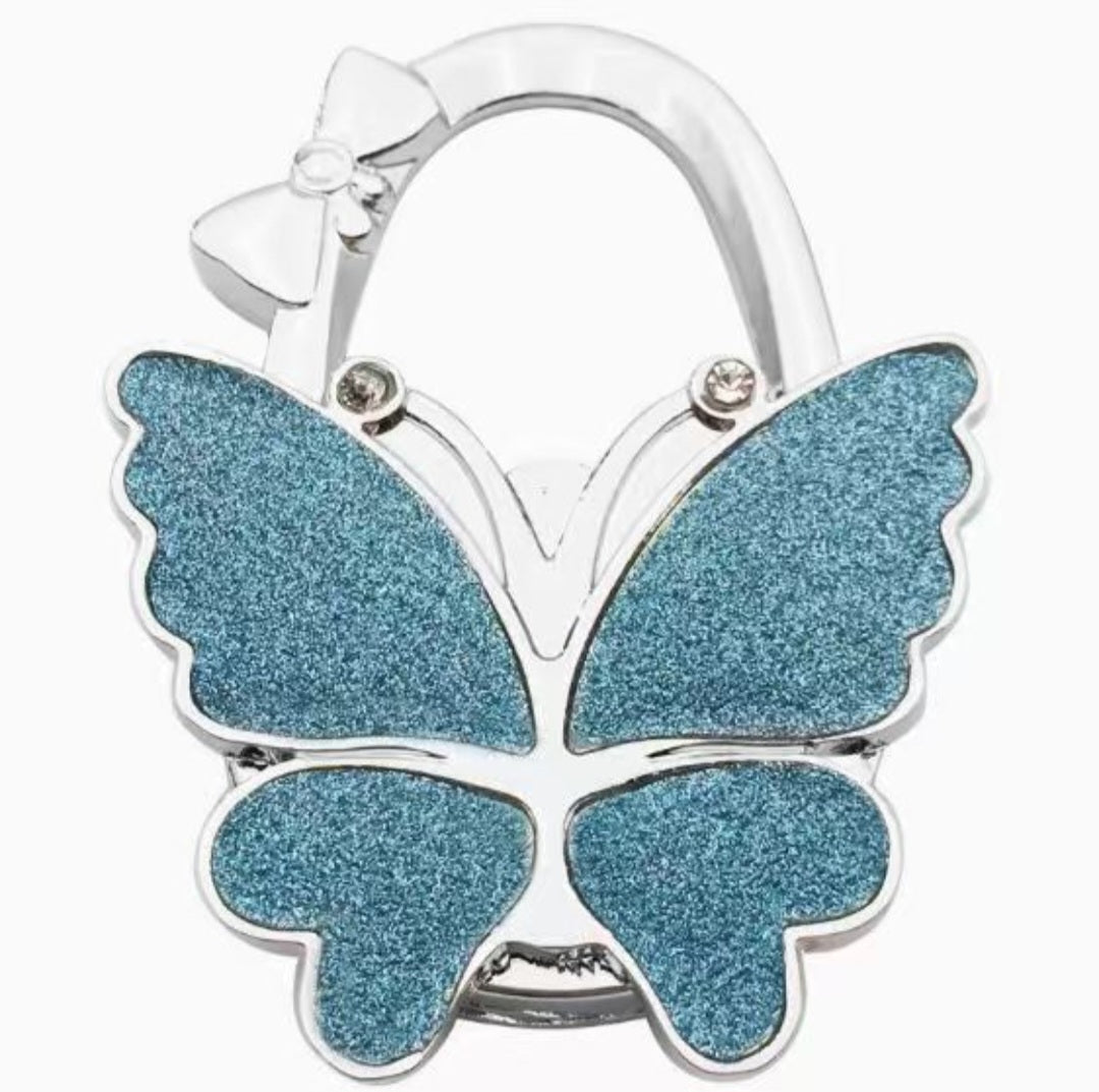 Glittery light-blue butterfly-shaped hook