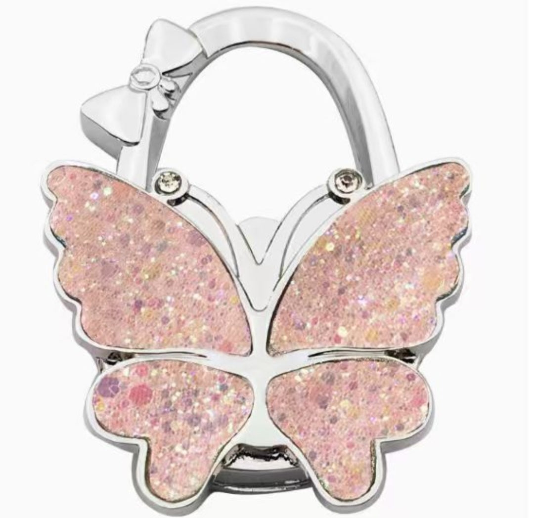 Sparkling light-pink butterfly-shaped hook