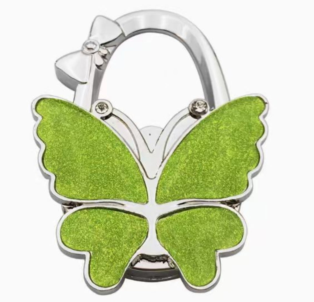 Glittery lime-green butterfly-shaped hook