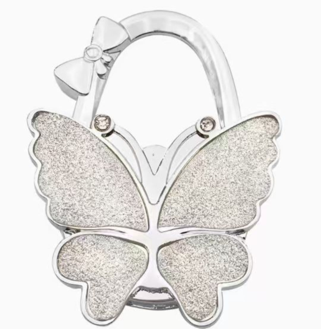 Glittery white-silver butterfly-shaped hook
