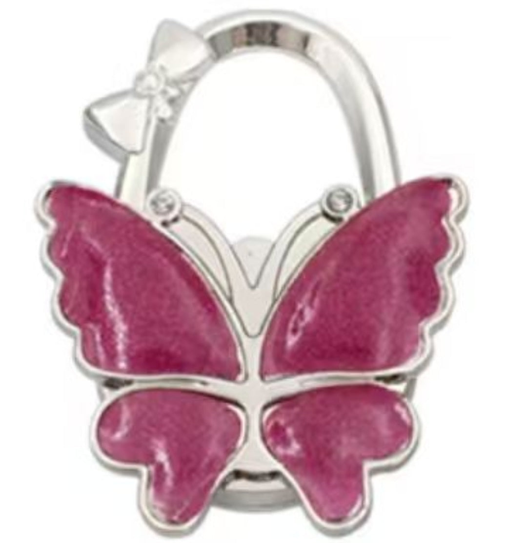 Glittery dark-pink butterfly-shaped hook