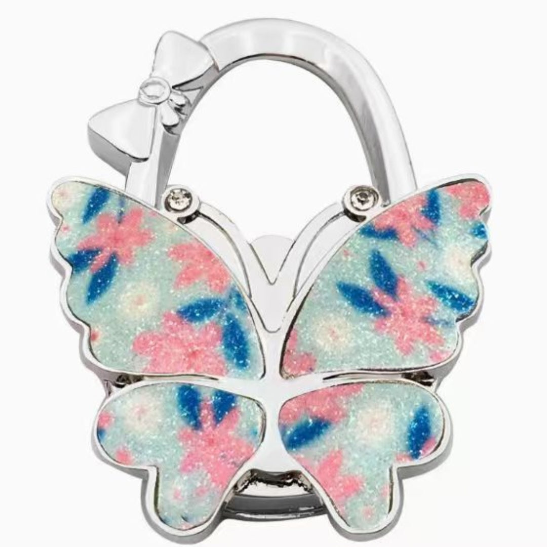 Multicolor blue-pink-white floral butterfly-shaped hook