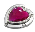 Dark-Pink colored-stone heart-shaped purse hook