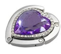 Dark-Purple colored-stone heart-shaped purse hook