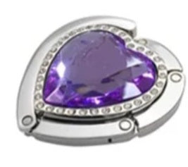 Dark-Purple colored-stone heart-shaped purse hook
