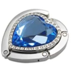 Light-Blue colored-stone heart-shaped purse hook