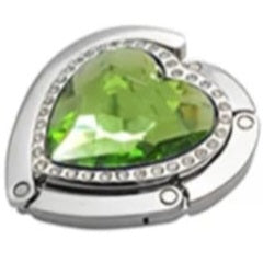 Light-Green colored-stone heart-shaped purse hook