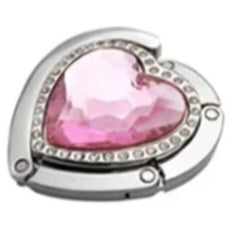 Light-Pink colored-stone heart-shaped purse hook