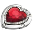 Red colored-stone heart-shaped purse hook