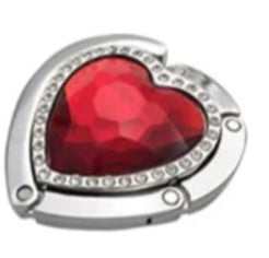 Red colored-stone heart-shaped purse hook
